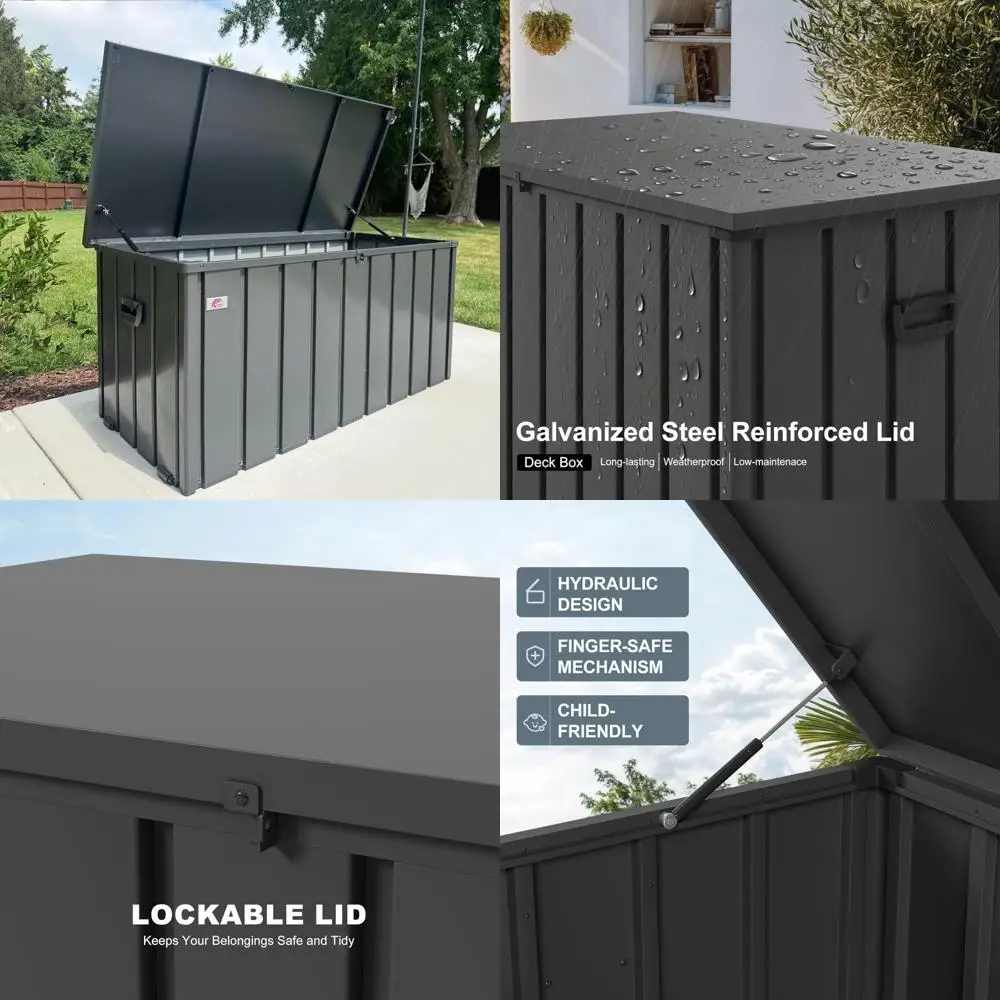 

Waterproof Lockable 100 Gallon Deck Storage Box for Outdoor Patio, Ideal for Cushions and Deck Organization