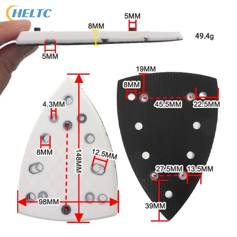100x148mm Triangle Grinding Machine Electric Grinding Disc Replacement Self Adhesive Polishing Base Sanding Backing Plate