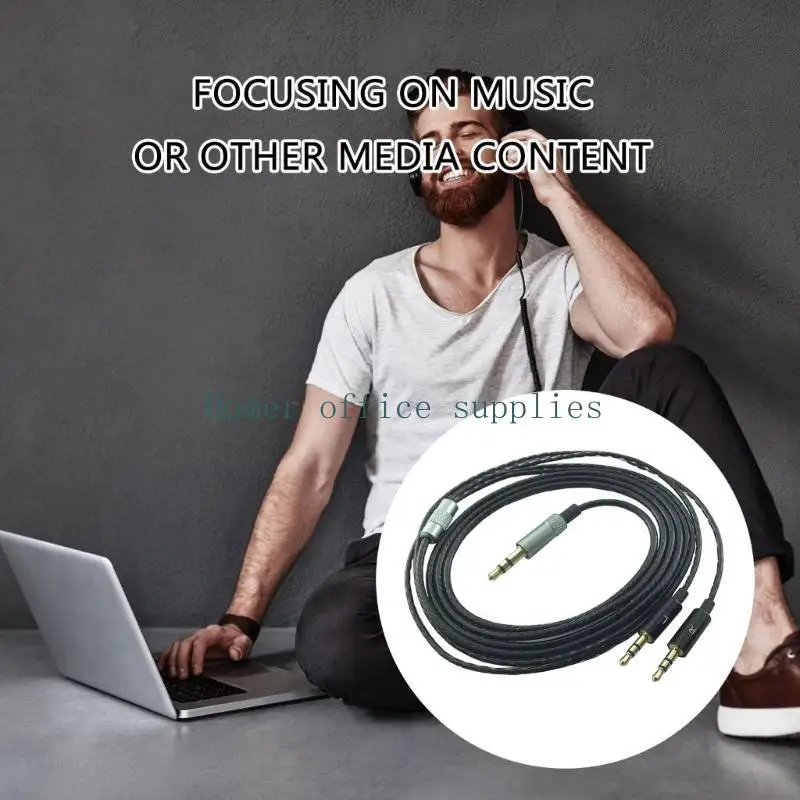 K43B Headphone Extension Cord Replacement Sound Cable 3.5mm to Double 2.5mm Transmission Cord for V10 Headphone