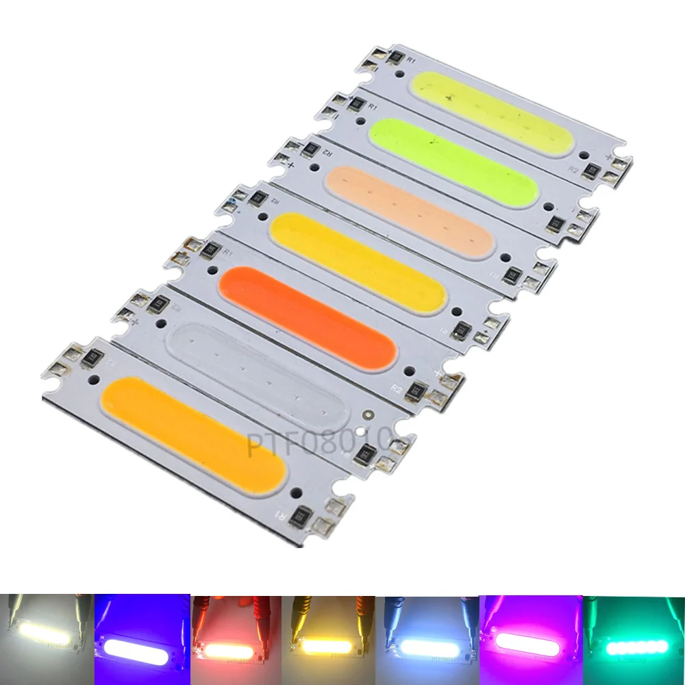 

20PCS allcob Hot sale 60*15mm LED COB Strip Light Source moudle Colorful bulb 12V DC 2W FLIP Chip for DIY Car Lamp