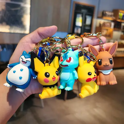 Portachiavi Pikachu Portachiavi Pokemon, Simpatico Snorlax Eevee Zaino Ciondolo Auto Fascino Ornamento Anime Doll Gioielli Regalo per I Bambini