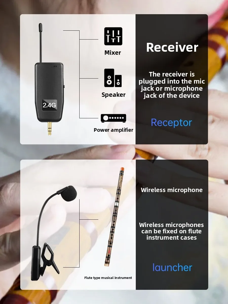 Flute Wireless Microphone Saxophone Erhu Special Musical Instrument Pickup
