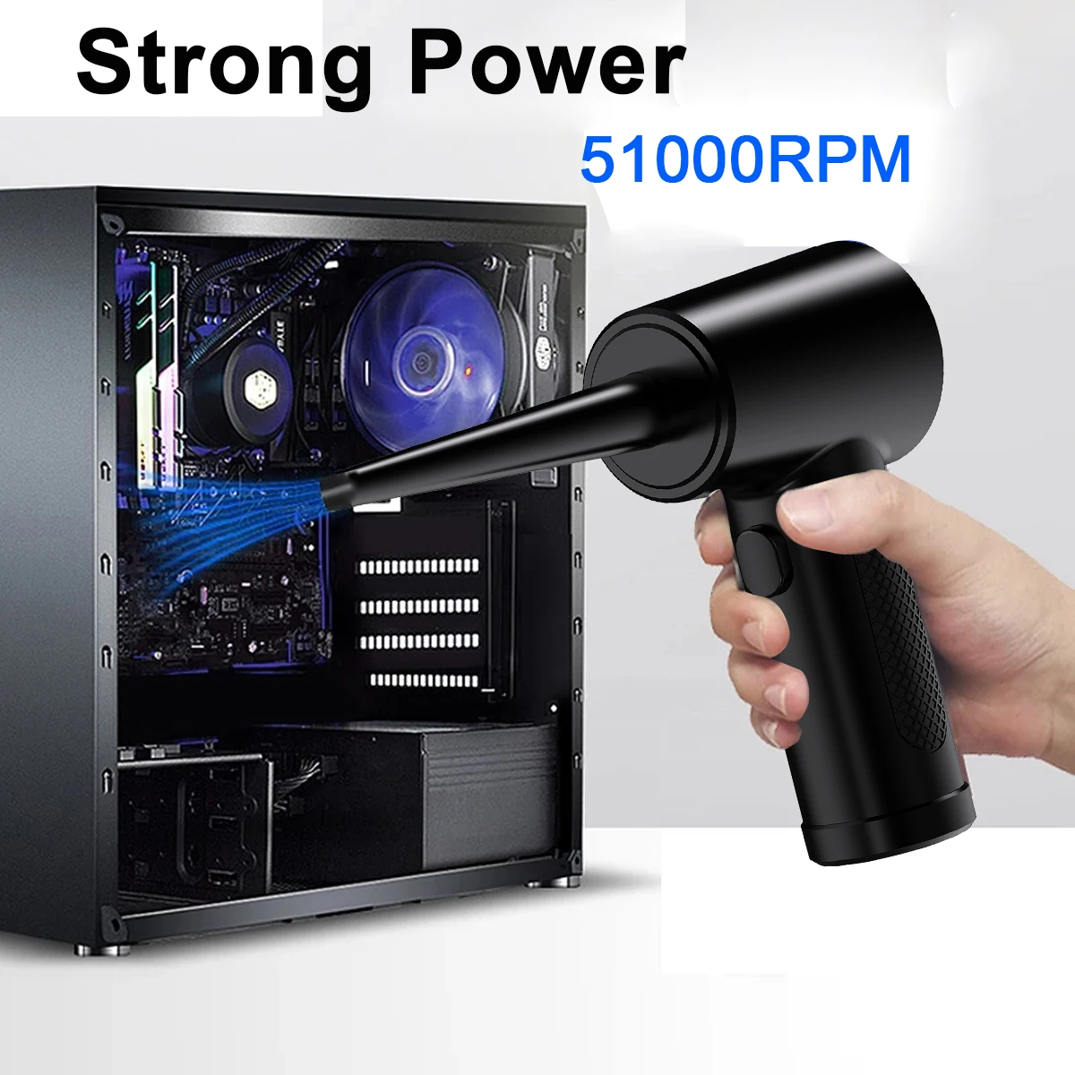 Wireless Air Duster 60000 RPM Dust Blowing Gun USB Compressed Air Blower Cleaning For Computer Laptop Keyboard Camera Cleaning