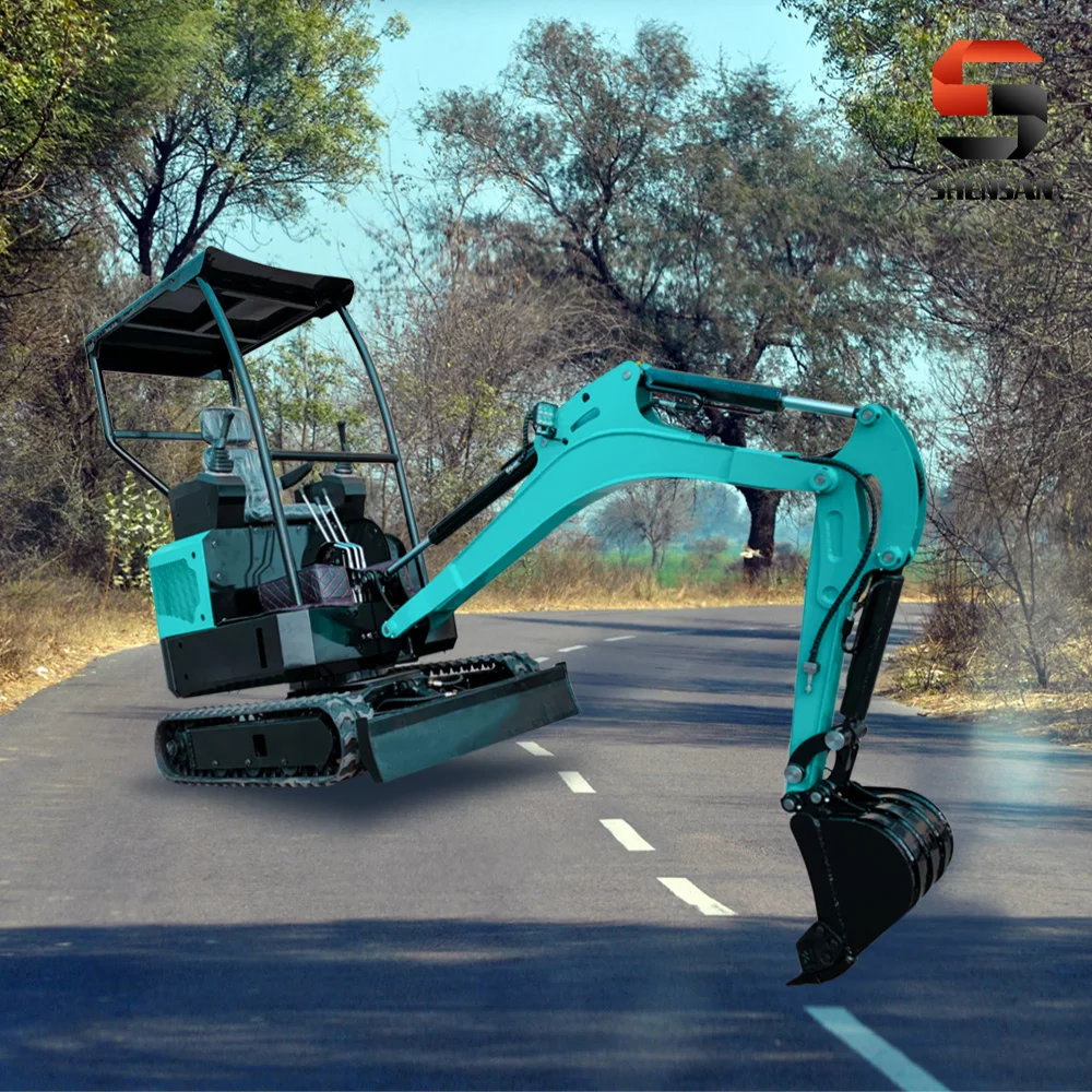 Mini excavator with shovel bucket rubber track small digger crawler type compact machinery hydraulic side sway customized