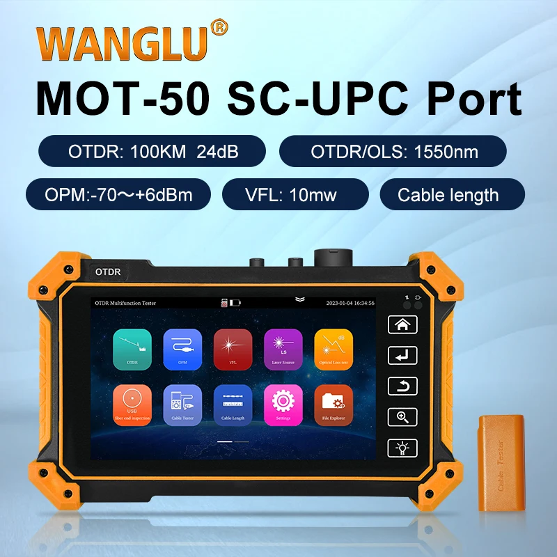 

WANGLU Wrist 5.55 inch touch screen 1310/1550nm 26/24dB OTDR/OPM/VFL/LS/Event Map/Cable Length network cable tester