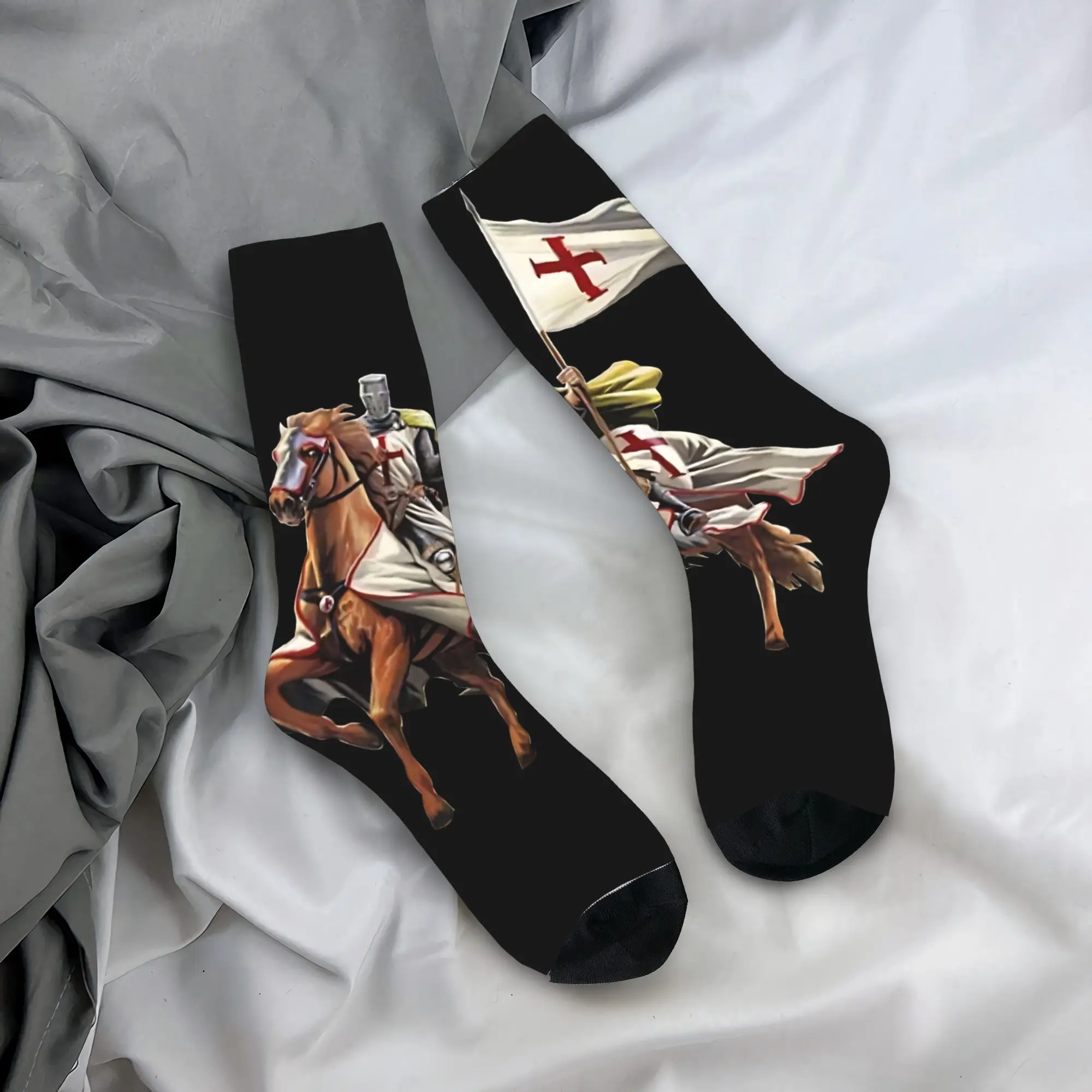 

Knights Templar Socks Elegant Stockings Women Men Soft Breathable Skateboard Socks Spring Printed Anti Skid Socks