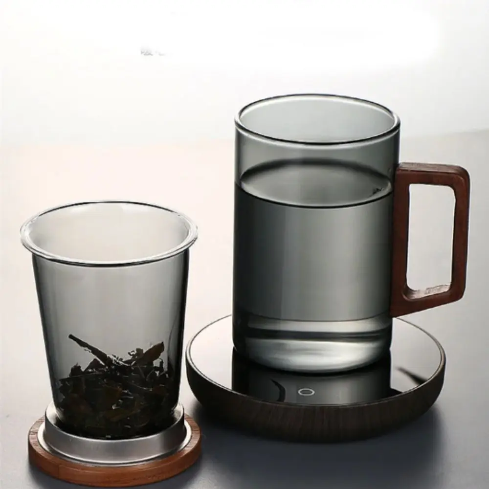 

500ml Capacity Tea Separation Cup Heat Resistant High Borosilicate Glass Flower Tea Cup Wooden Lid Belt Filter Glass Tea Cup