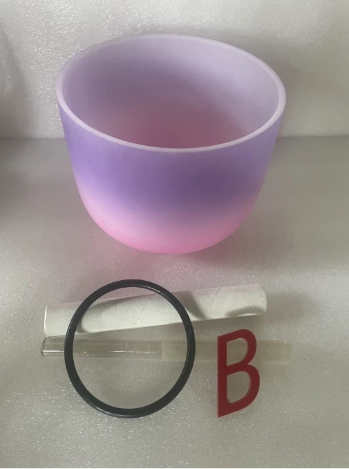 

Factory Special Offer Processing 8" colored frosted crystal singing bowl with 432hz B note Crown chakra