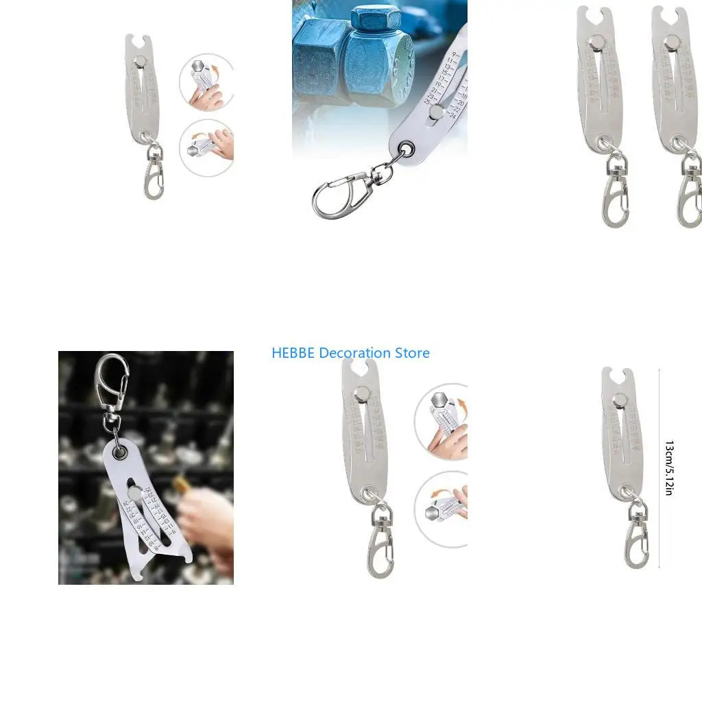

B0KC 2Pcs Bolt Size Finder Keychains for Fast Accurate Measurement Thread Size Checker Keychains Nut and Bolt Thread Gauge
