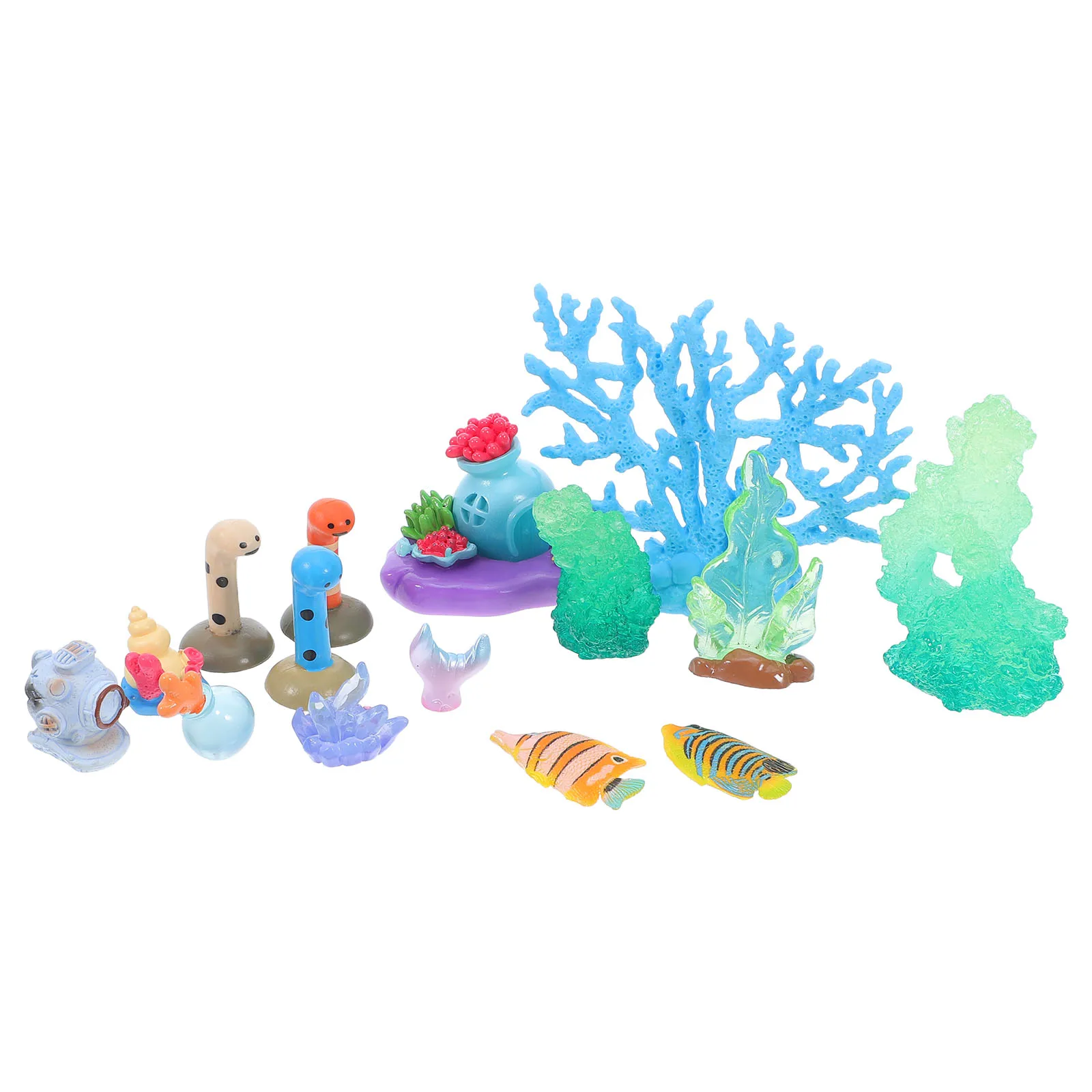

15 Pcs Accessories Micro Landscape Decoration Resin Aquarium Decorative Statues