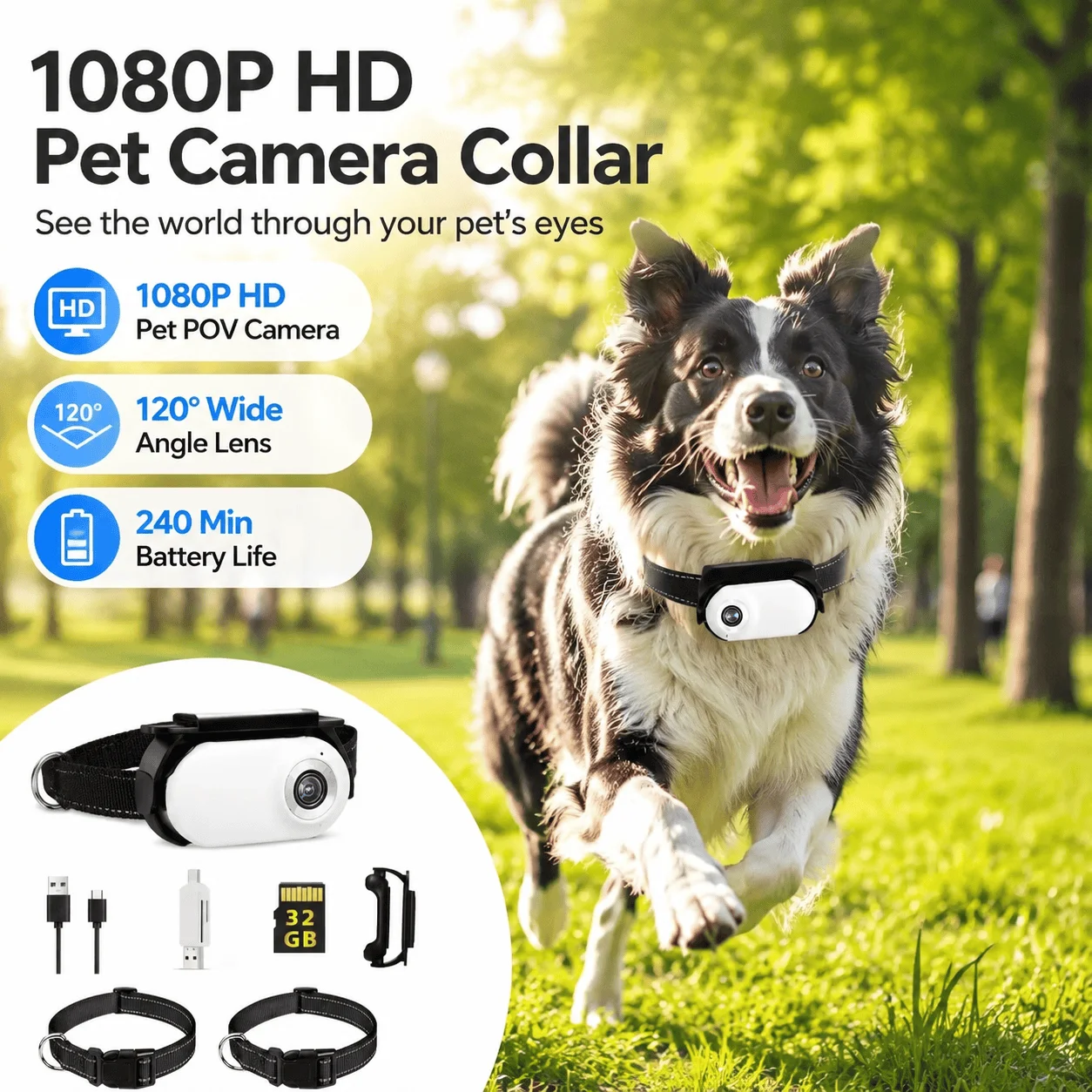 pet-camera-collar-dog-video-cam-cat-pov-camera-120°-wide-angle-mini-pet-recorder-outdoor-ips-hd-screen-240min-battery-tf-storage