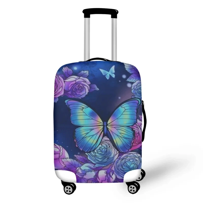 

Fashion Butterfly with Rose Printed Travel Luggage Cover Washable Baggage Protector Sleeve Fits 18‘’-32‘’ Inch Suitcase Case