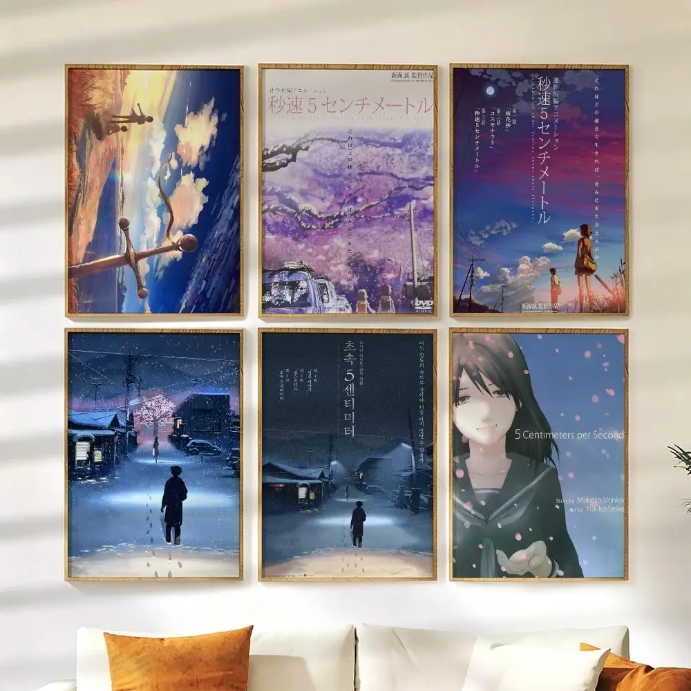 5 C-Centimeters per Second Poster Wall Stickers HD Painting Self Adhesive Art Decals for Bedroom Living Room Home Decor