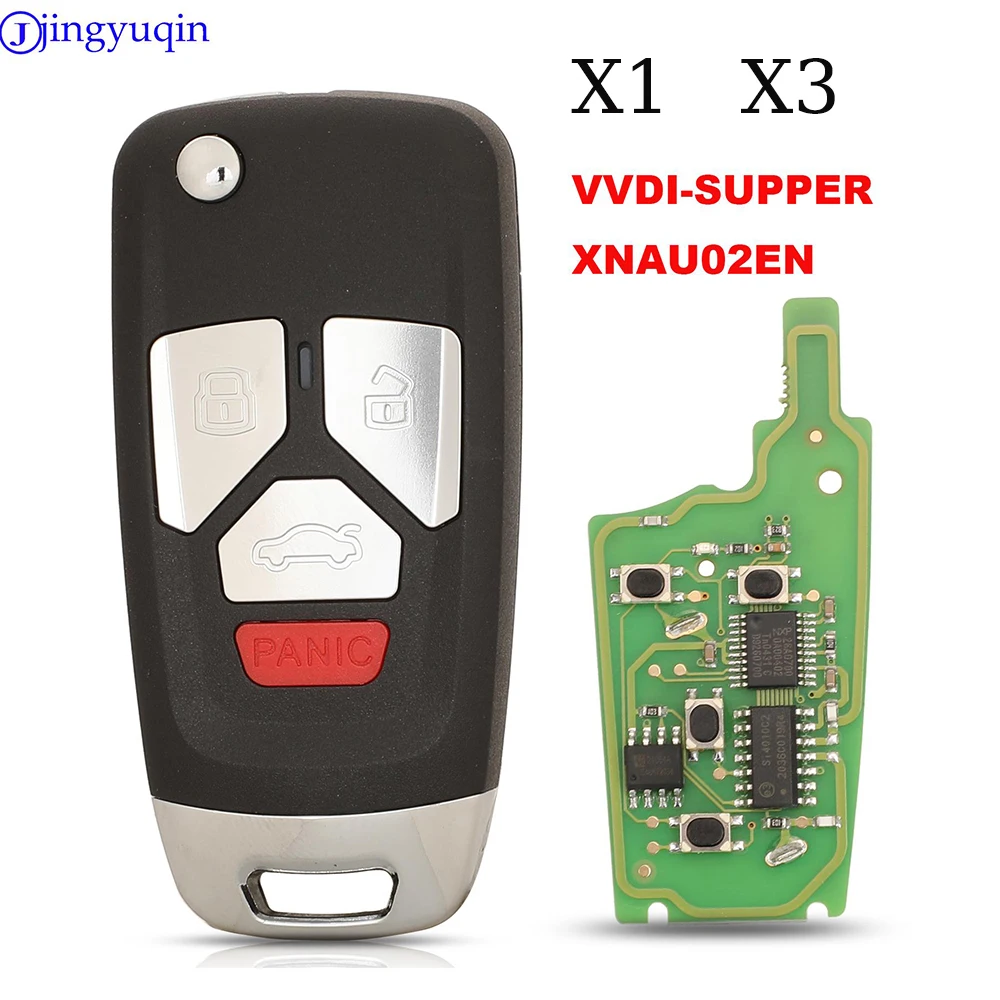 

jingyuqin X1 X3 XHORSE VVDI-SUPPER XNAU02EN Wireless Remote Car Key For Audi Flip 4 Buttons Key English Version