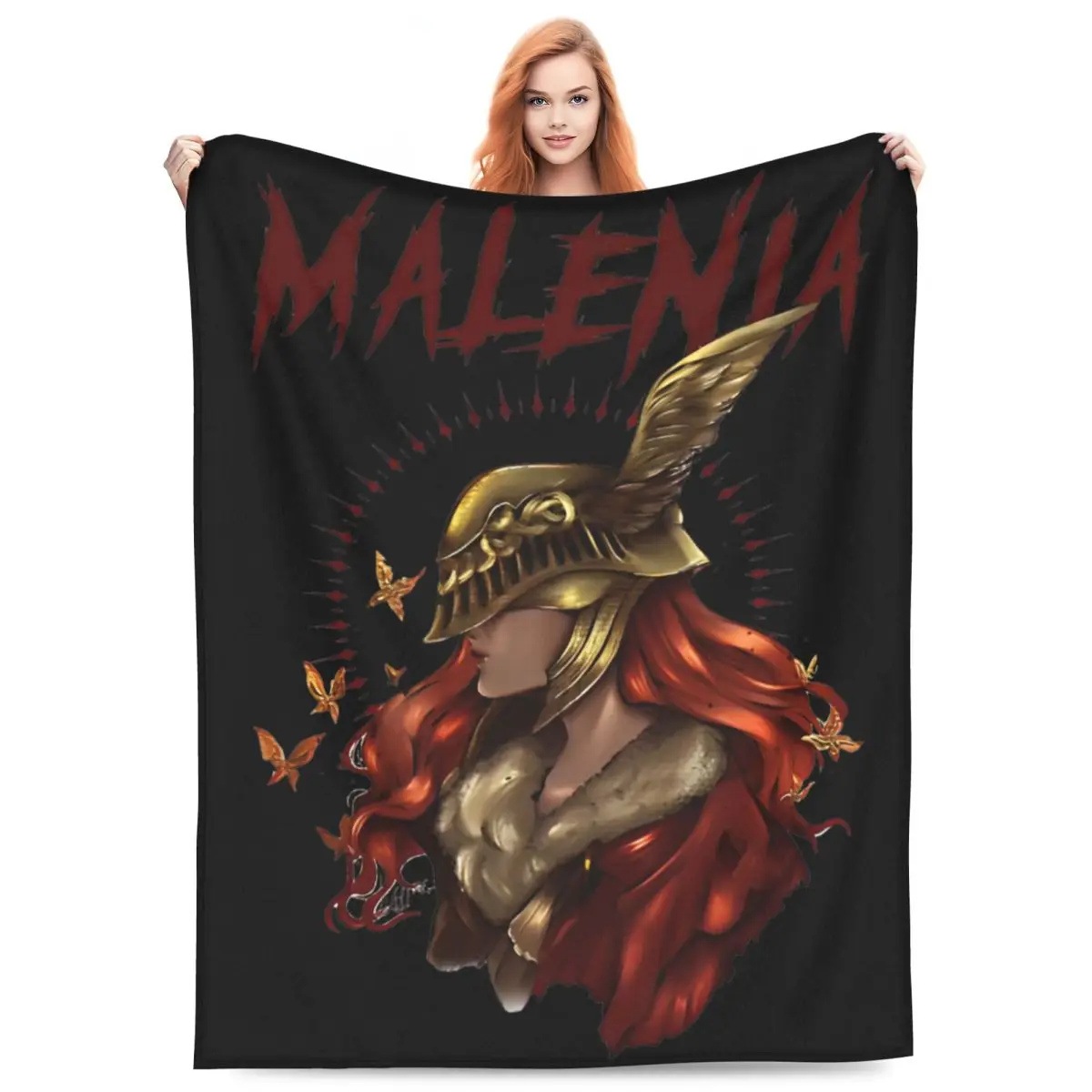 Multifunction Malenia Glory Blanket Merch Bedding Decorative Blade of Miquella Blanket Throw Warm Coral Fleece Plush for Office