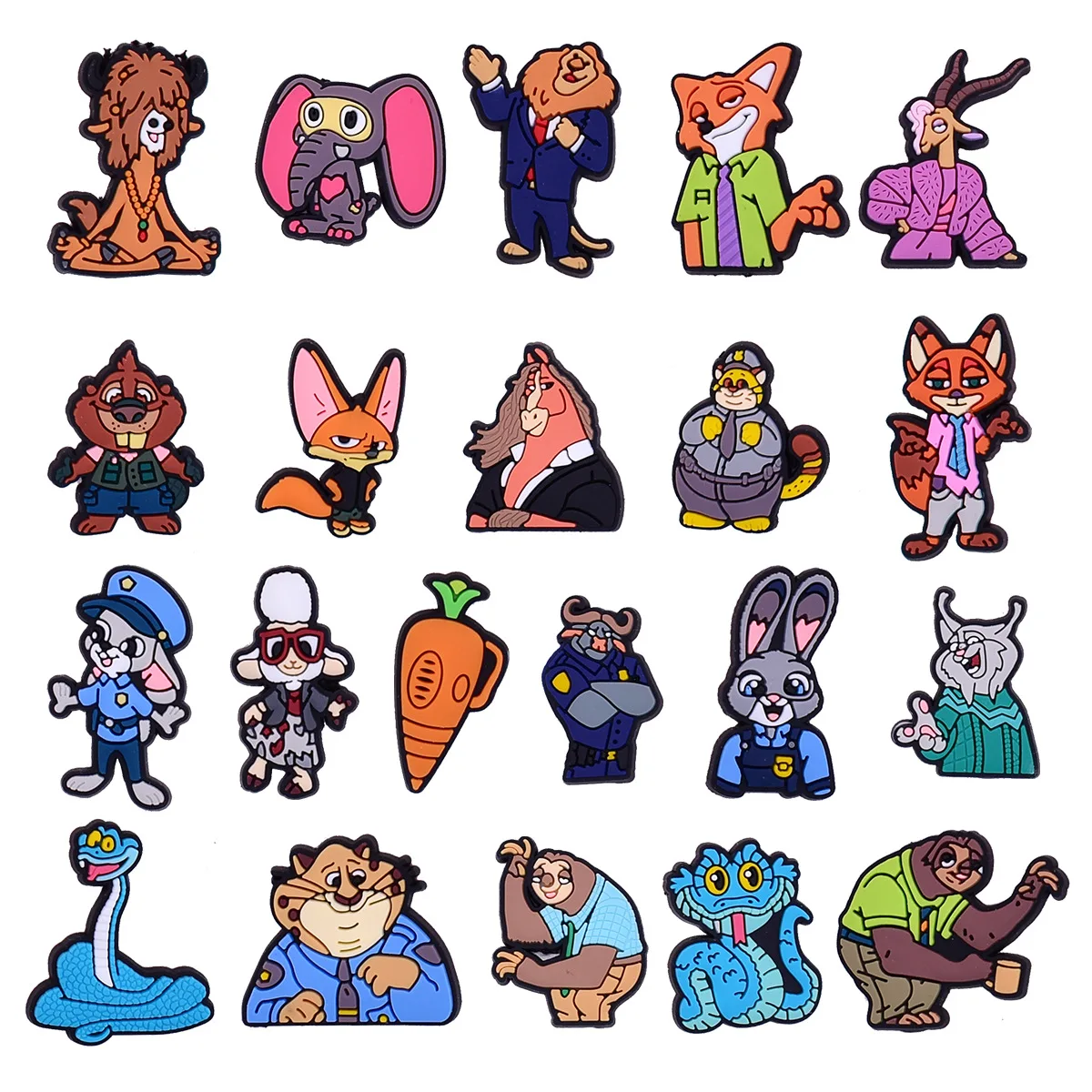 21Pcs Wild Animal Cartoon Shoe Charms For Slides Sandals DIY Custom Accessories Unisex Shoe Ornaments Fox Bunny Decor Charms