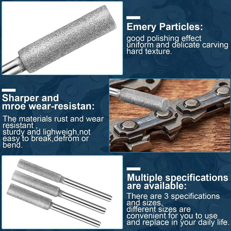 Diamante Chainsaw Sharpener Bits, Stone Chain Saw Sharpener, Stone Tool, Jóias de madeira, 3 tamanhos, 36pcs