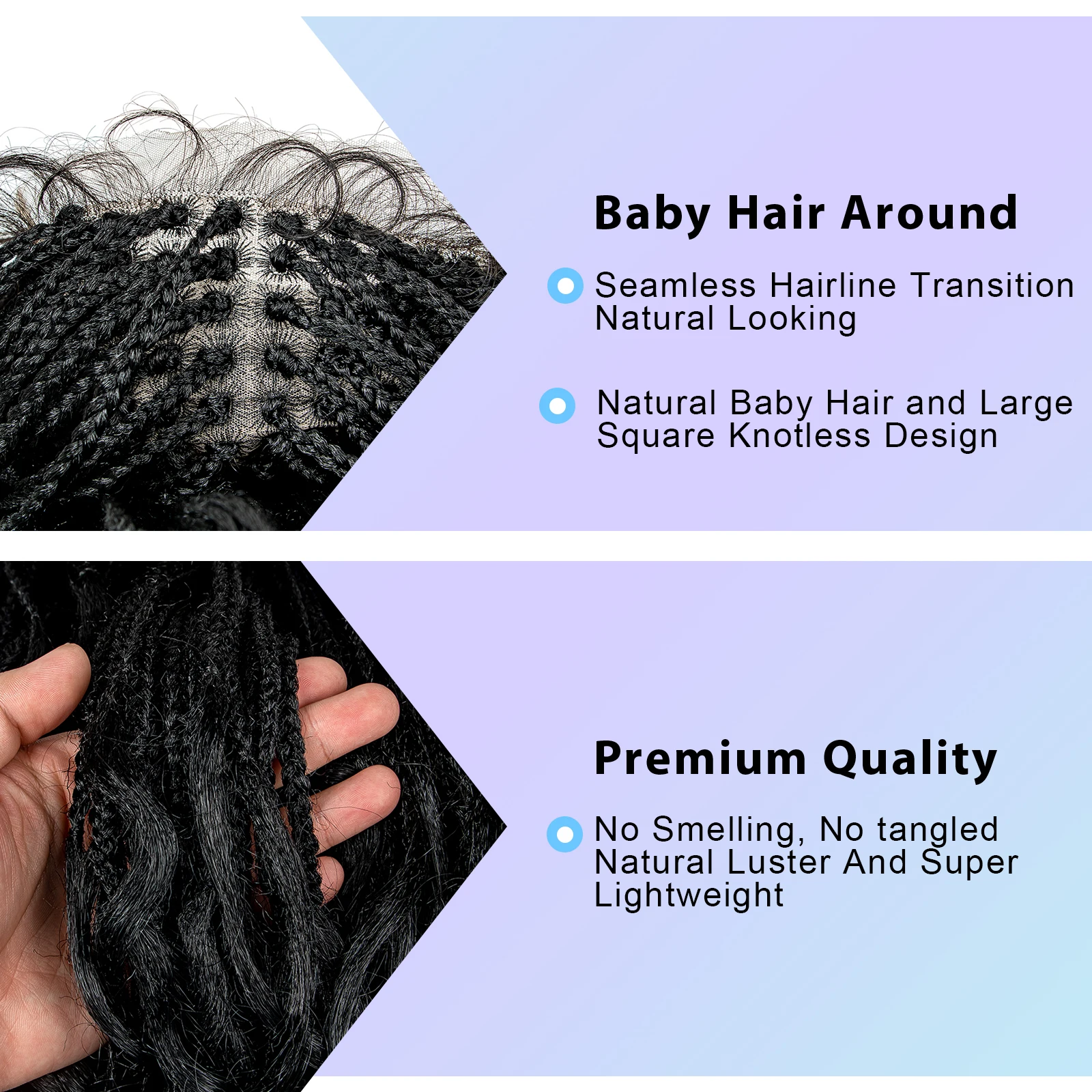 Perruques Lace Front Synthétiques Tressées avec Baby Hair pour Femmes Noires, Perruques sulfTressées avec Vague d'Eau, 36 Amarans