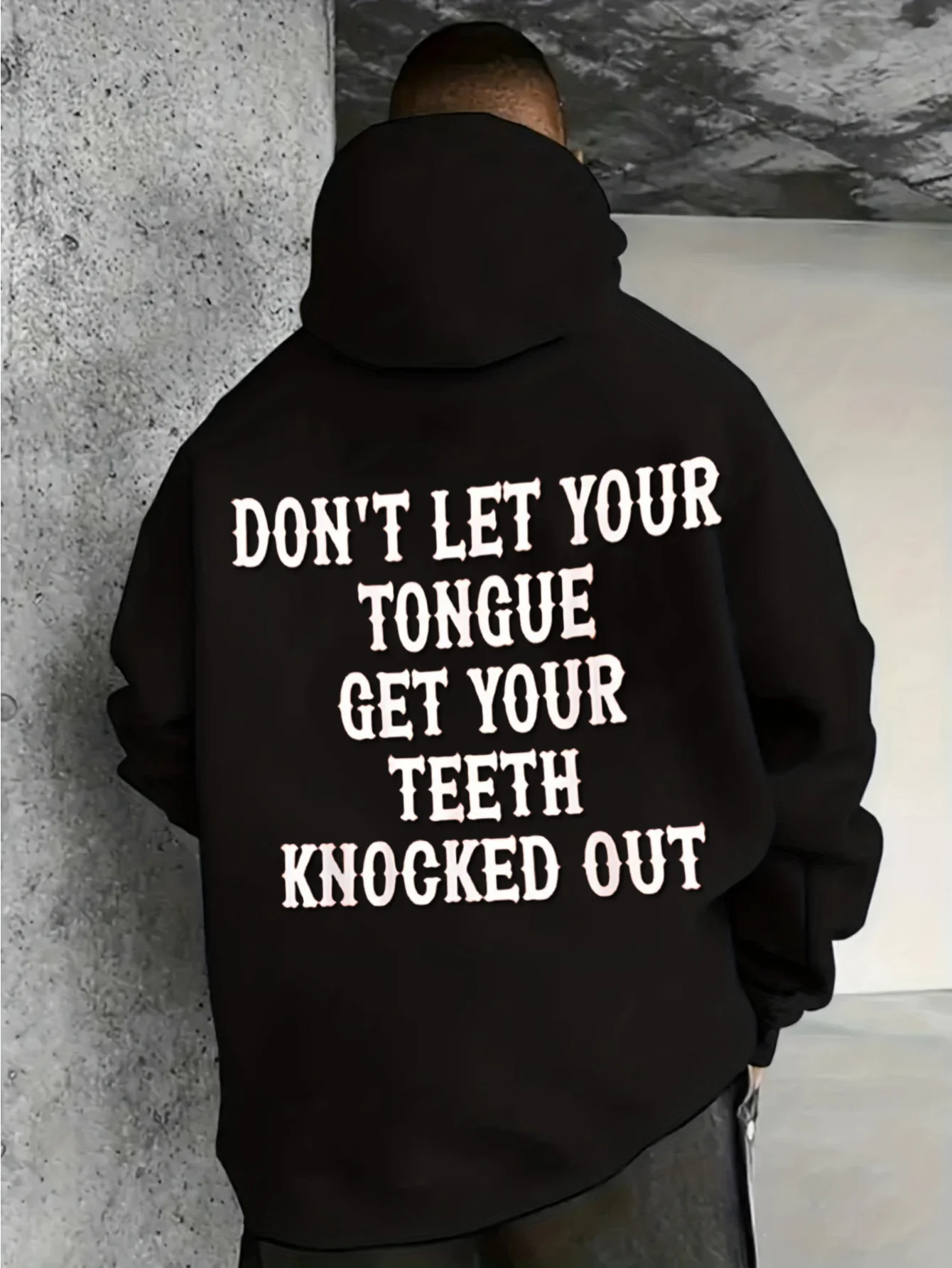 Men's Hooded Sweatshirt with Humorous Statement Print, Plus Size