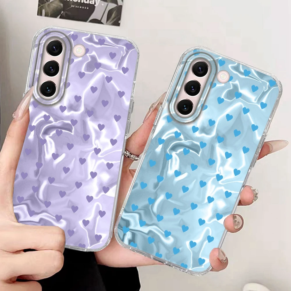 INS Mädchen Luxus-Print Handyhülle für Samsung Galaxy S22 S23 S24 S25 S26 S21 Plus S20 FE Ultra Bunte Herz-Design Schutzhülle