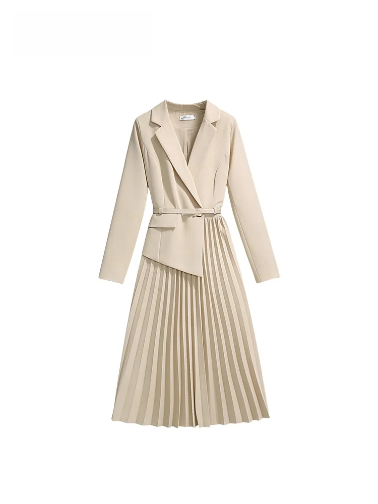 

Slimming plus Size Women's Suit Dress High Waist A-Line Silhouette Winter Citywalk Polyester Fiber Long Sleeve Formal Wear