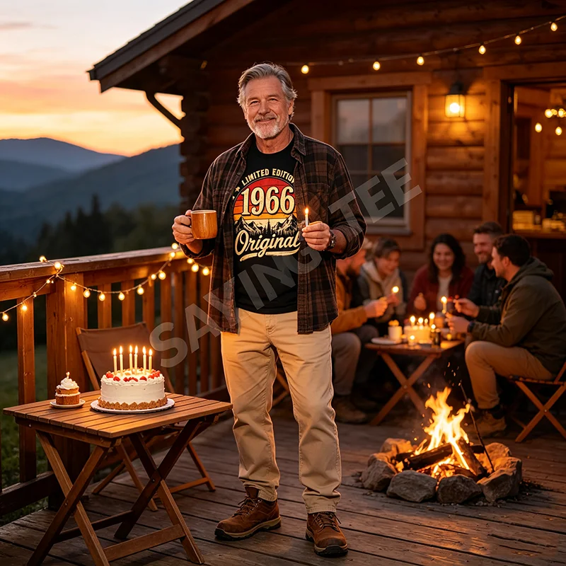 60. Geburtstag Männer Frauen Geboren 1966 Dekoratives Geschenk Lustiges T-Shirt Y2k Vintage Camping Outdoor Kleidung Neuheit T-Shirt Geschenk – Detail 5