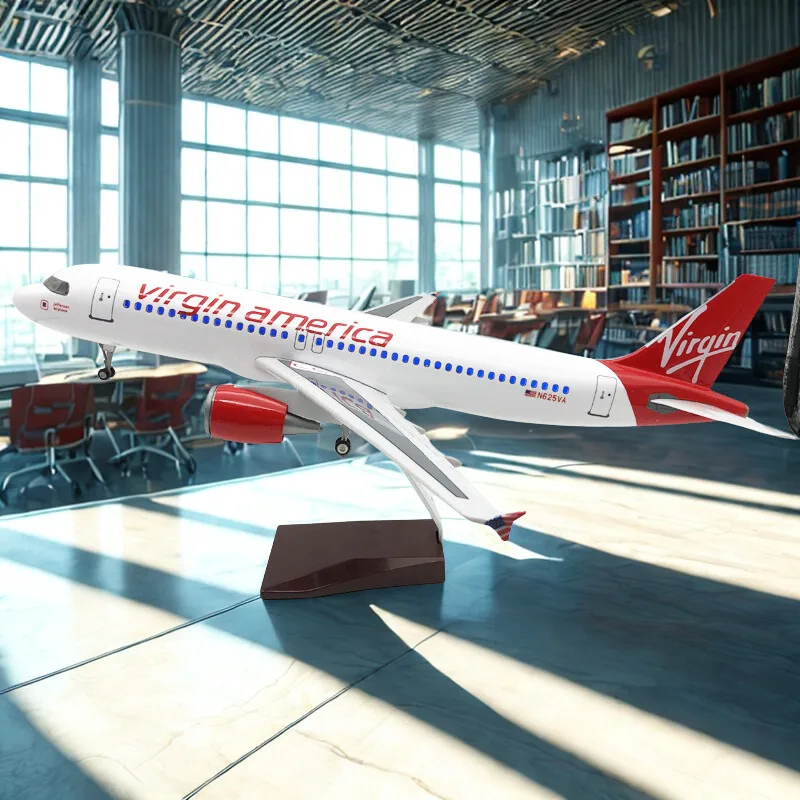 

Airplane Model New A320 Virgin America 320 Plane Model Diecast Resin 46CM Aircraft Birthday Decoration Living Room Gift