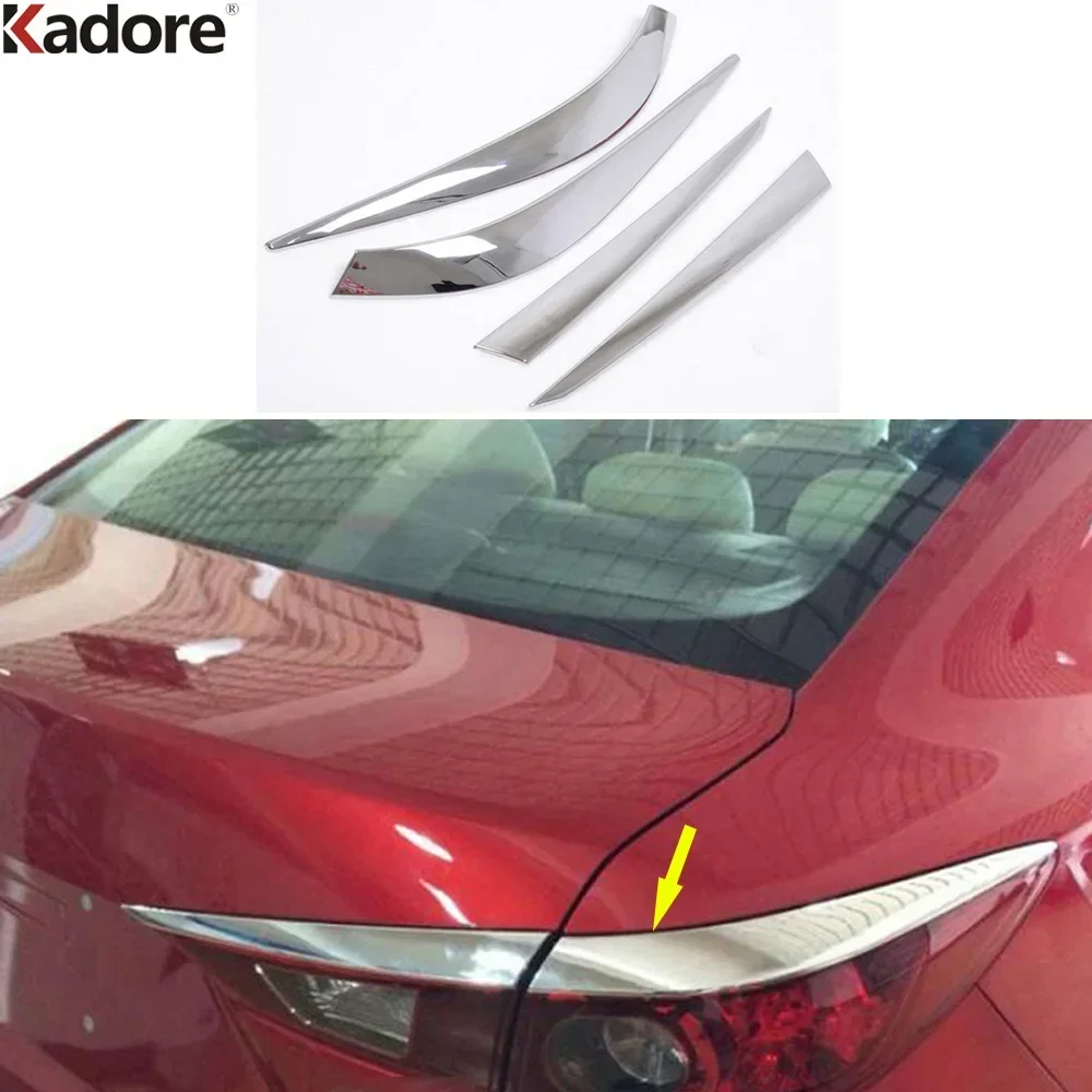 For Mazda 3 Axela 2014 2015 2016 Chrome Car Rear Light Lamp Eyebrow Cover Trim Taillight Eyelid Garnish Strip Accessoires