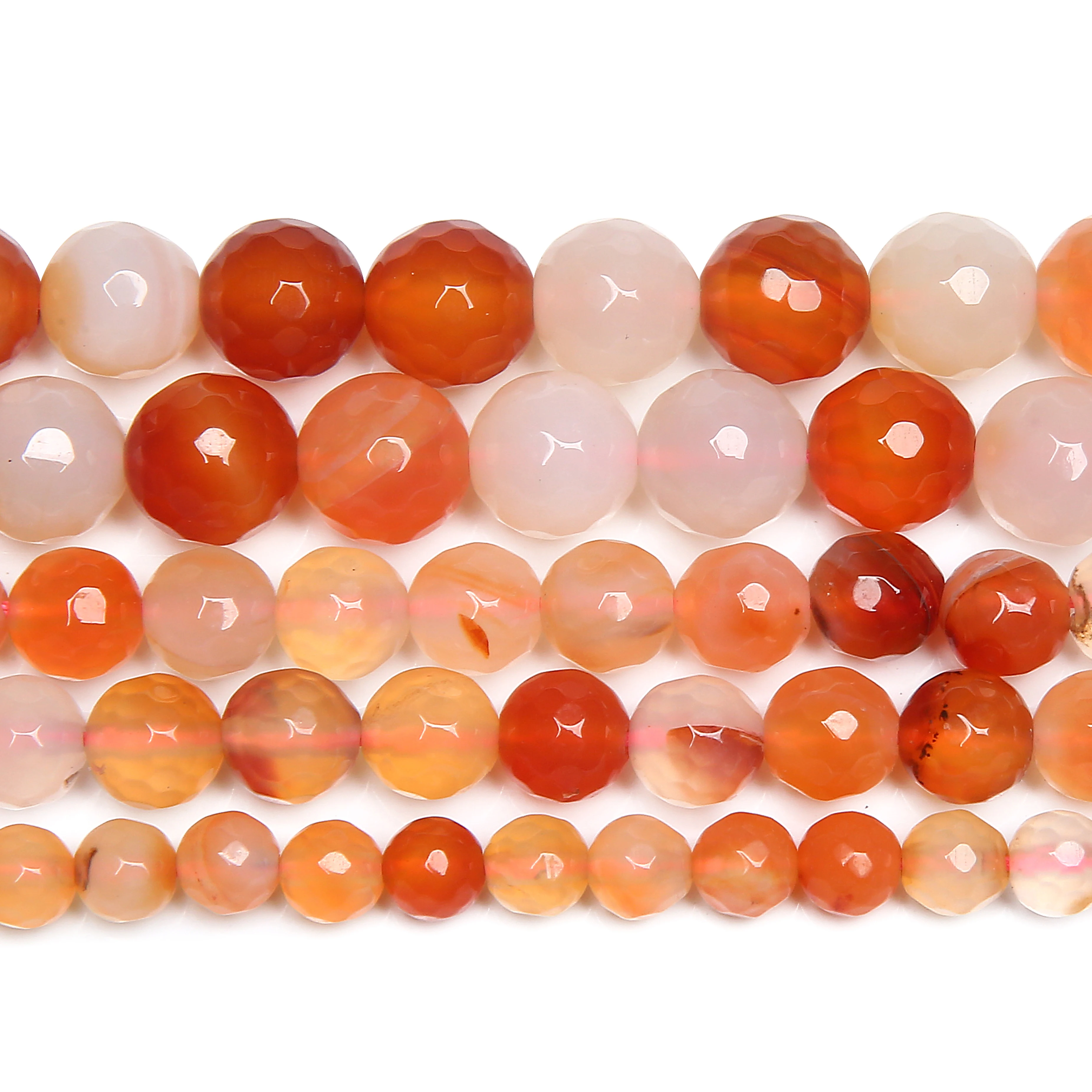 Natural Smooth Orange Red Agate Round Loose Beads 15