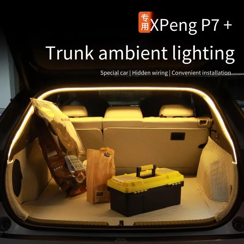 

Подходит для Xiaopeng P7 + светильник для багажника, модификация кемпинга, специальная атмосфера, светильник для украшения интерьера, аксессуары для освещения