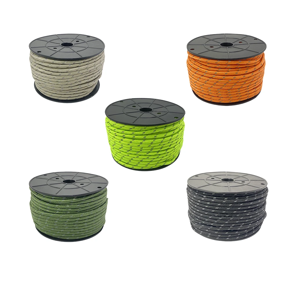 

50M 6mm Nylon Reflective Tent Rope Camping Fixed Canopy Rope Kayak luggage Binding Rope for Outdoor Travel Canopy Guy Line