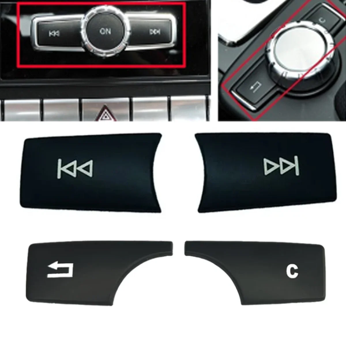 AC Heater Climate Control & Multimedia Volume Switch Button Cover Trim Sticker For Mercedes BENZ C E GLK Class W204 W212 X204