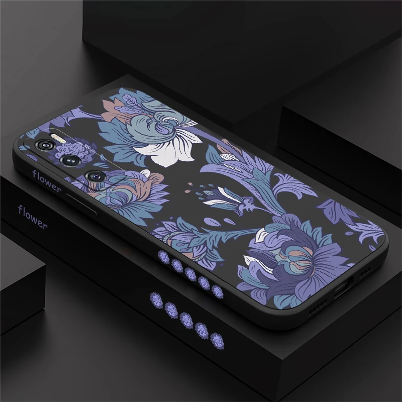 جراب هاتف لهاتف Vivo V25 V25E V29E V50 V30 Pro V27E V27 V23E V23 V21E V2O SE غطاء سيليكون فاخر مقاوم للصدمات على شكل زهرة