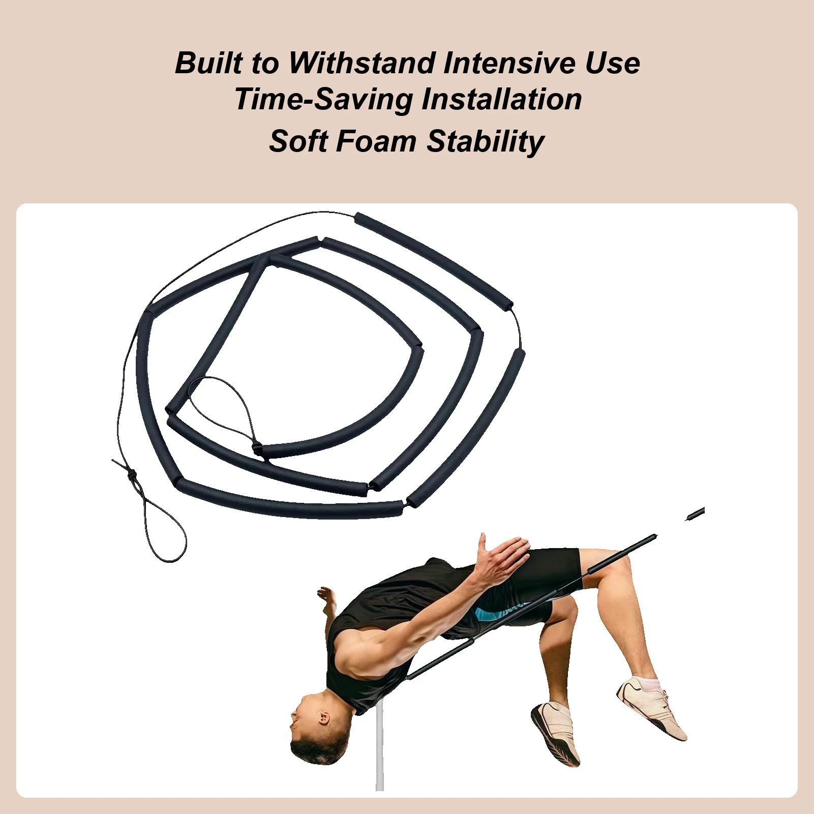High Jump Elastic Crossbar 8.2ft Long Standard Foam Gymnastics Bar High Jump Elastic Crossbar for Home Workouts Jumping Field
