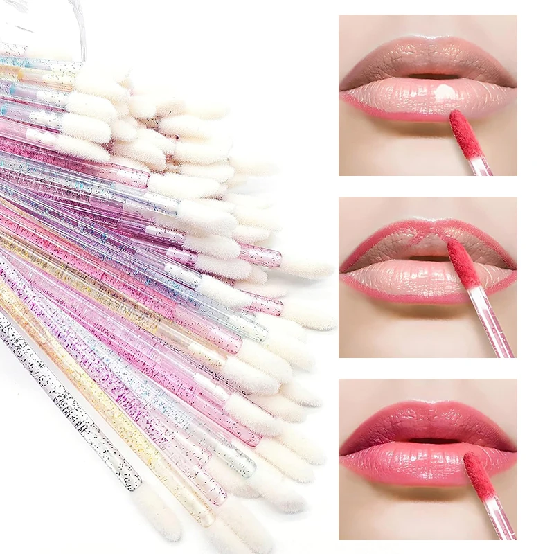 100 ชิ้น Disposable Lip Brush Eyelash Extension แปรงแต่งหน้า Lash มาสคาร่า Applicator ลิปสติก Wands เครื่องสําอางค์เครื่องมือ