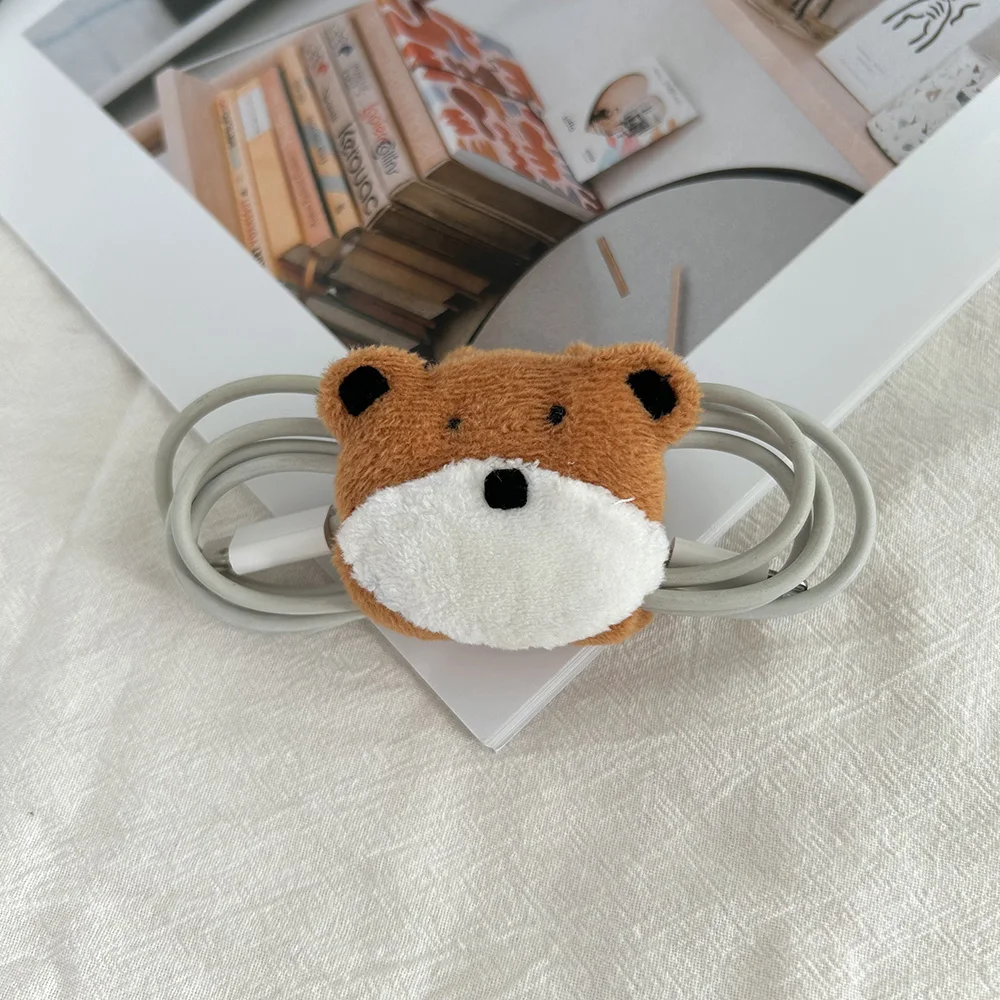 Cute Bear Pattern Portable Fabric Cable Organizer Buckle, Wired Earphone & Data Cable Storage Manager