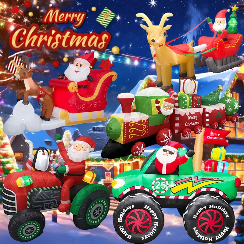 

Рождественские украшения, транспортные средства Санта-Клауса, надувные игрушки, модель, встроенные светодиоды, вечерние, новогодние, уличные украшения, реквизит для рождественского сада
