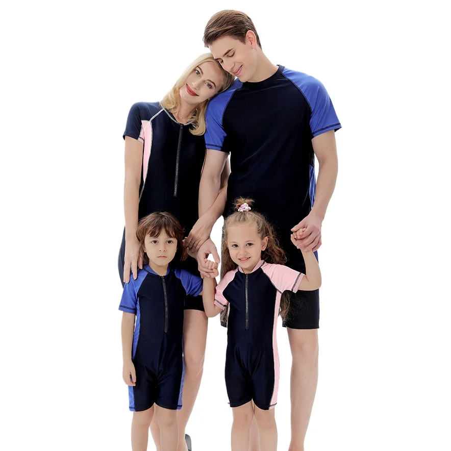

2025 Mother Kids Swimsuit Mother Daughter Swimwear Father Son Family Plus Size Matching Sets Patchwork