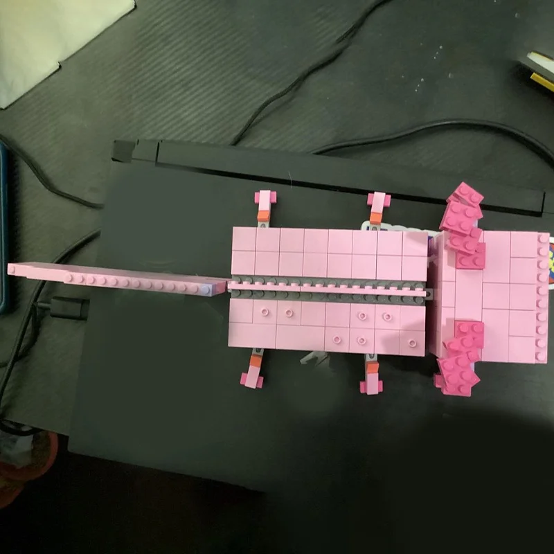 249 قطعة MOC My World Axolotl Gear ألعاب الفيديو ونموذج بناء هدايا عيد الميلاد كتل لتقوم بها بنفسك فكرة اللعب التعليم الطوب عيد ميلاد