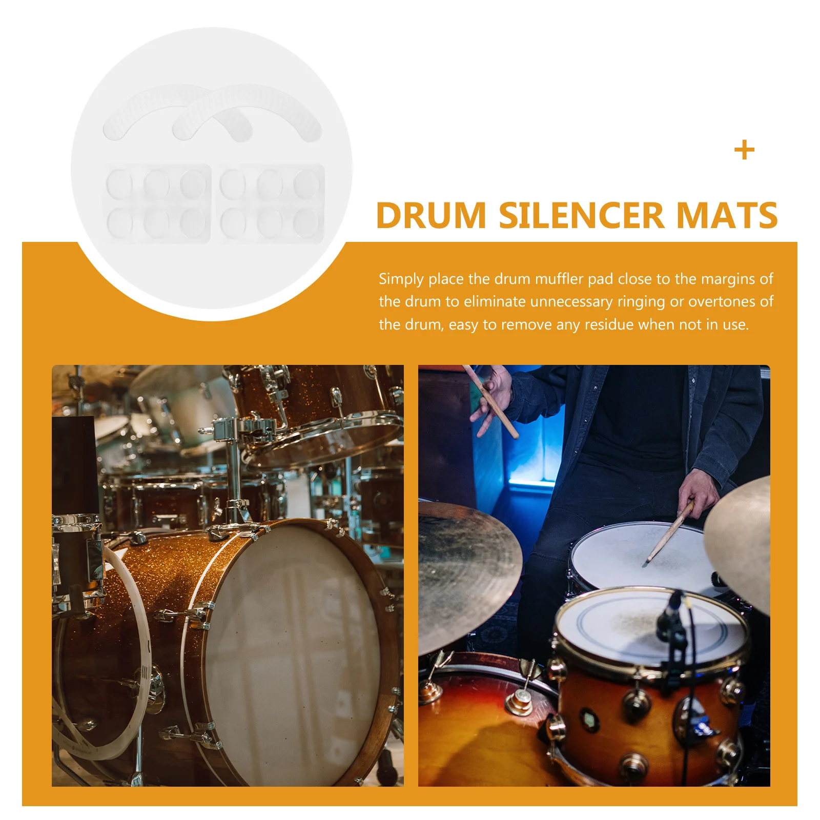 

14pcs Drum Mute Pads Dampening Accessories Practice Mat Electronic Drum Set Volume Reduction Long Lasting Flexible