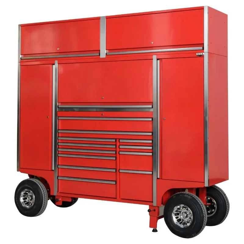Customized Auto Repair Heavy Metal Rolling Pit Tool Box Cart  Tool Storage Workshop Garage Trolley with Big Wheels