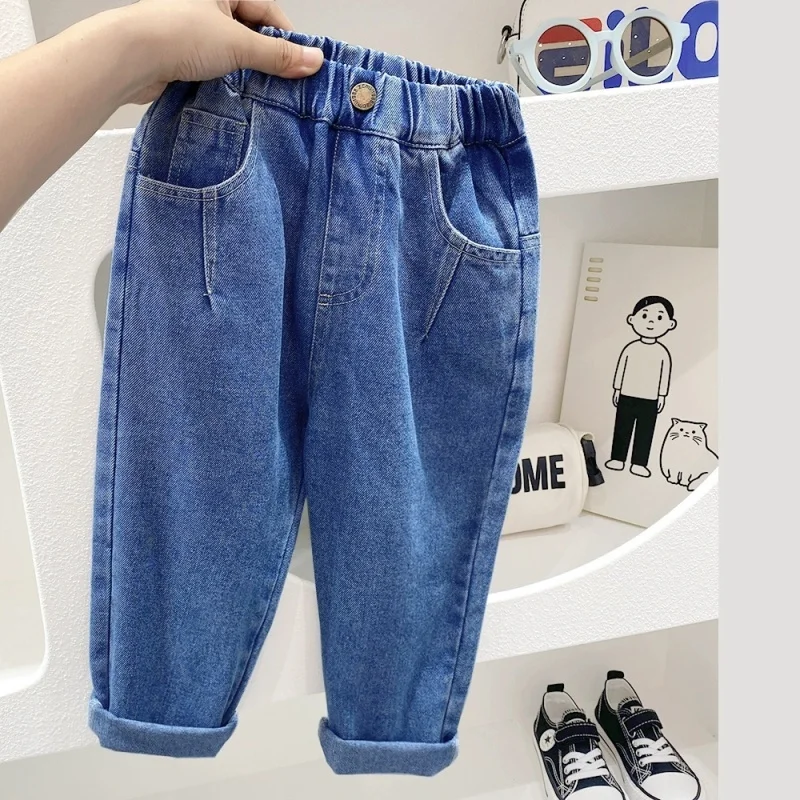 

2025 Boys' Jeans in Spring and Autumn, Mid To Large Children's Casual Pants, Handsome and Versatile, Boys' Pants, Street Style