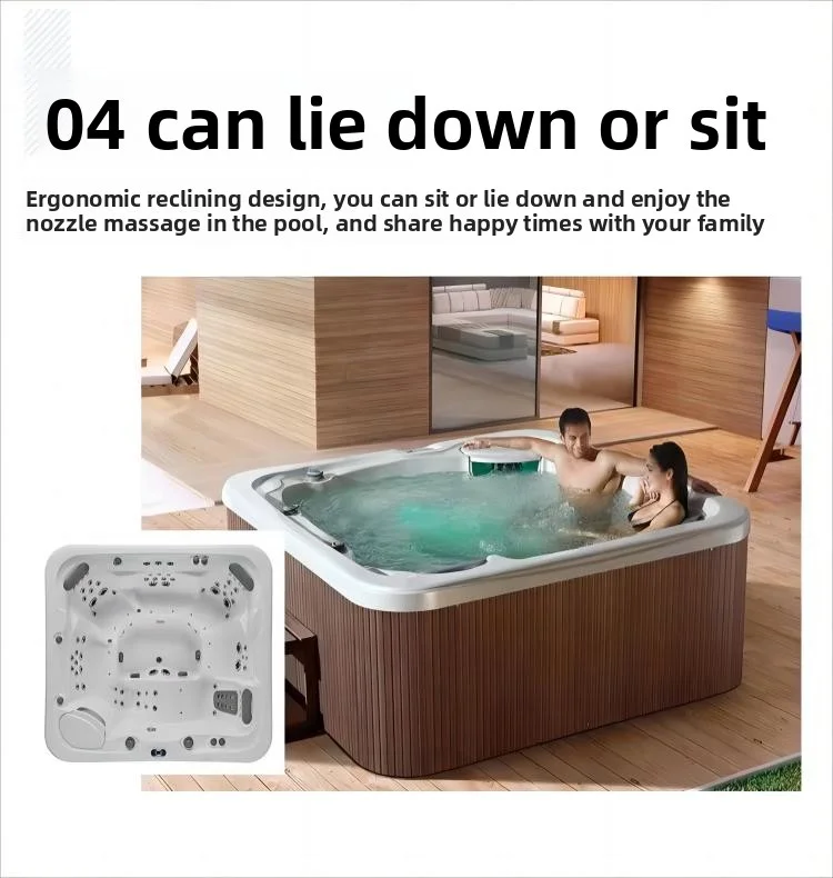 حوض سبا جاكوزي الذكي الدوامة المحمول في الهواء الطلق حوض استحمام ساخن داخلي مع تدليك ركوب الأمواج في الهواء الطلق حوض استحمام للتدليك الهوائي والماء النفاثة #6