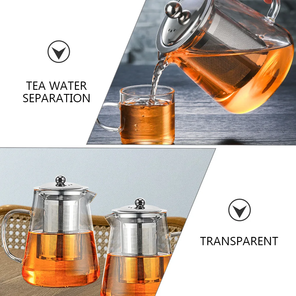 

Thickened Glass Teapot Infuser Heat Resistant Clear Tea Kettle Multi-Use Home Office Brewing Loose Leaves Aroma Enhancing