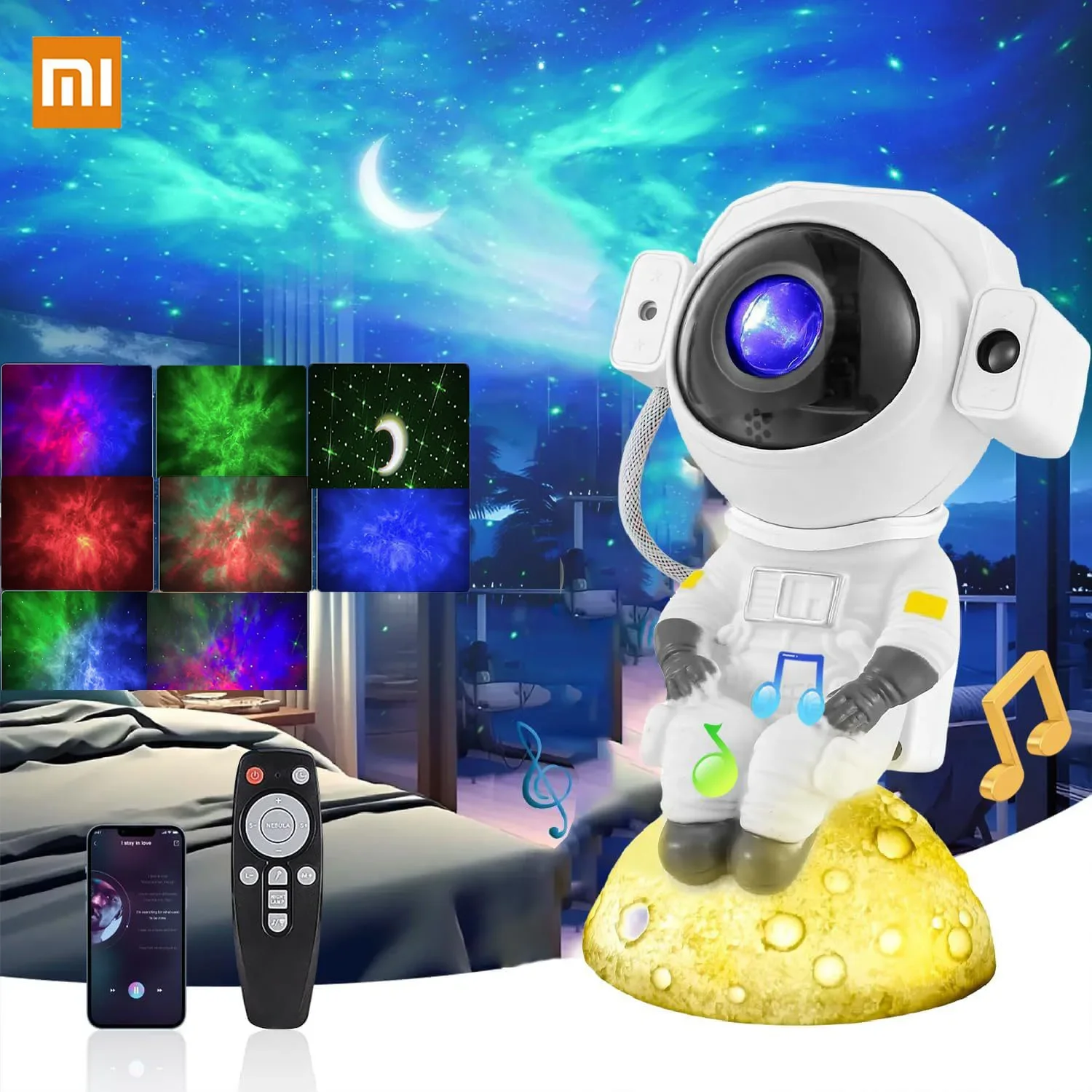 Xiaomi Astronaut Porjectors Space LED Night Light Starry Sky Star And Galaxies Porjector With Bluetooth Speaker For Children