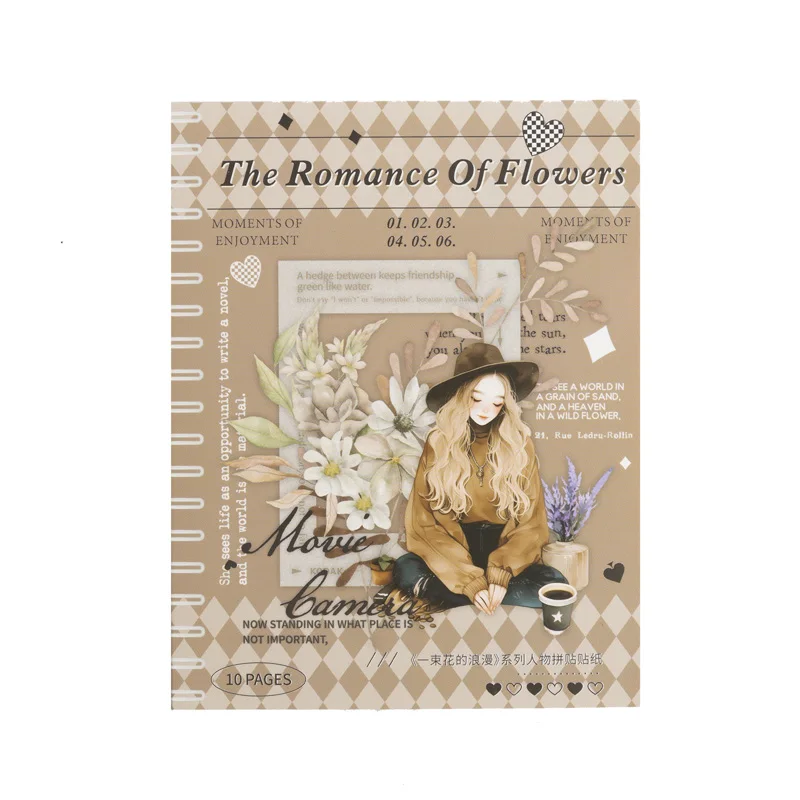 Pegatina para mascotas con mensaje retro, serie The Romance of a ramo de flores, 6 paquetes por lote