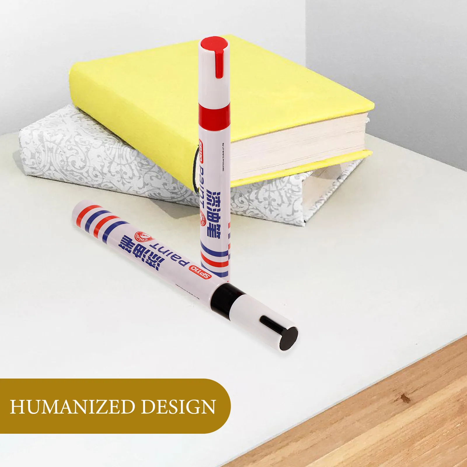 2Pcs Monument Writing Repair Pen Kit Strong Coverage Waterproof Oil Based Paint Markers for Tablet Inscription Touch Up