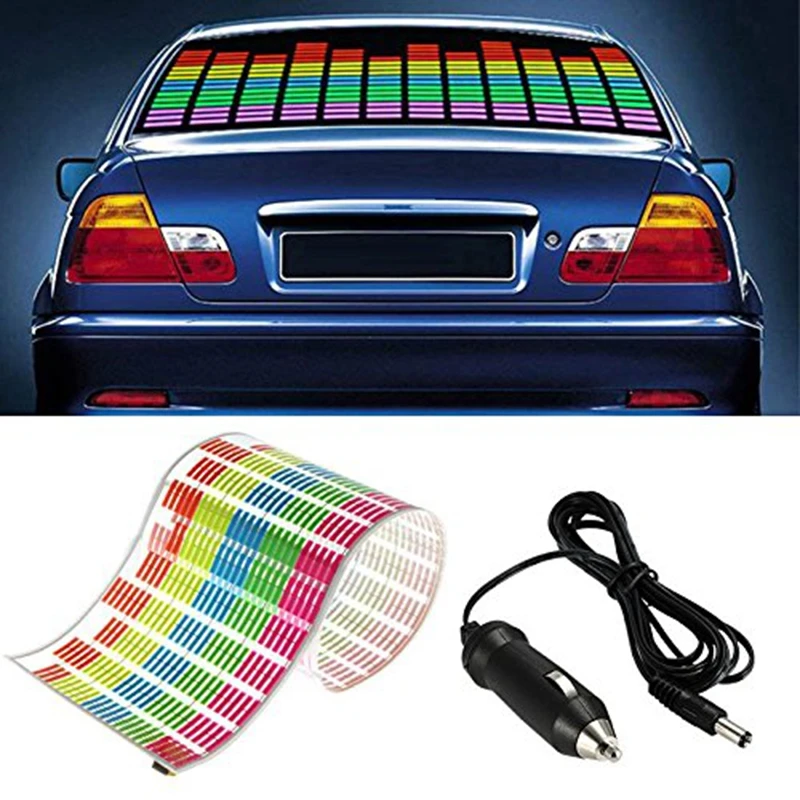Car Windshield LED Music Light Voice Control, Flash Lamp Sticker with Control Box, Music Rhythm Car LED Audio Lights