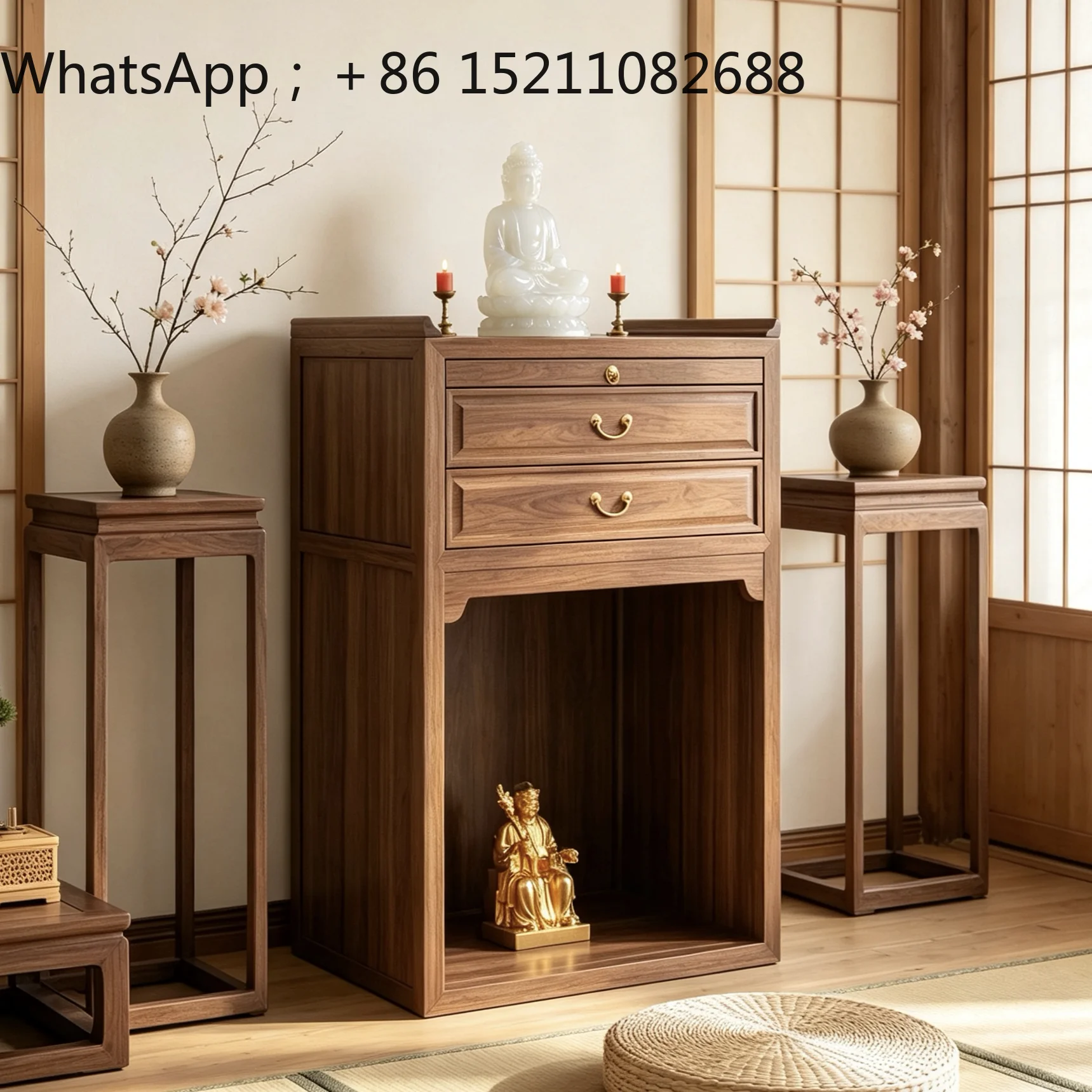 LLY solid wood new Chinese Buddhist cabinet, shrine, simple table for the landlord, God of Wealth table