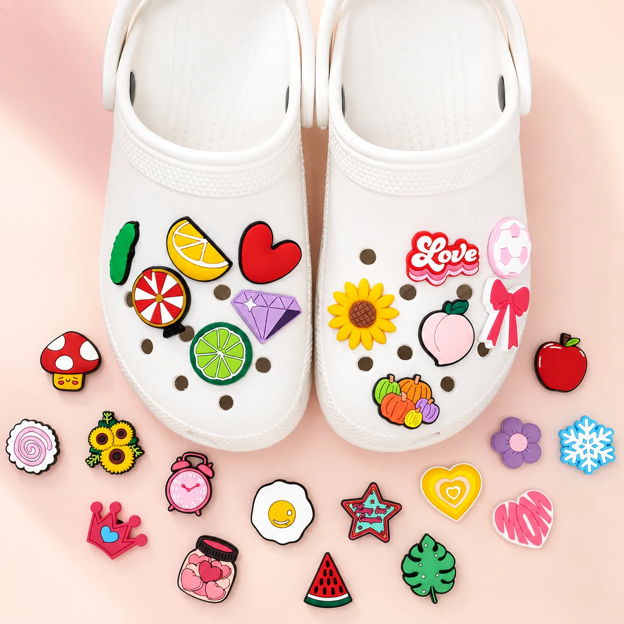 1/30pcs Kawaii Shoe Charms Colorful Shoe Decorations Accessories Avocado Watermelon Orange Pins for Women Girls Kids Clog Buckle